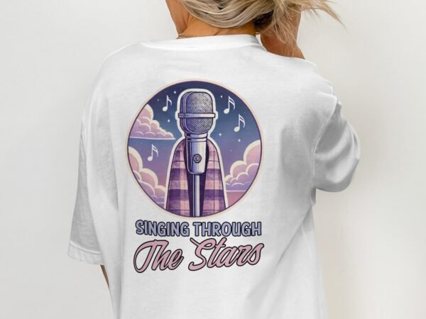 Sternensänger T-Shirt Musikliebhaber Shirt Flanell Mikrophone TShirt Vintage Festival Shirt Lagerfeuer Sänger Shirt Musiker Retro Sterne Tee - Image 2