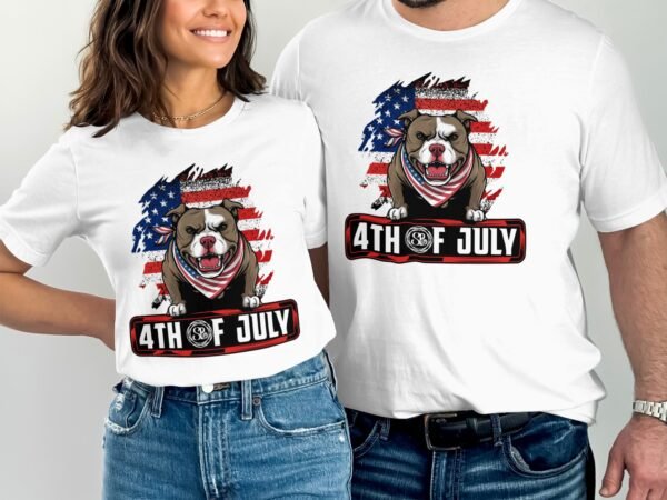 Unabhängigkeitstag Shirt Pitbull USA 4 Juli Outfit Veteran Patrioten Look Freiheit Style Amerika Flaggen Design Rot Weiß Blau Sommerkleidung - Image 4