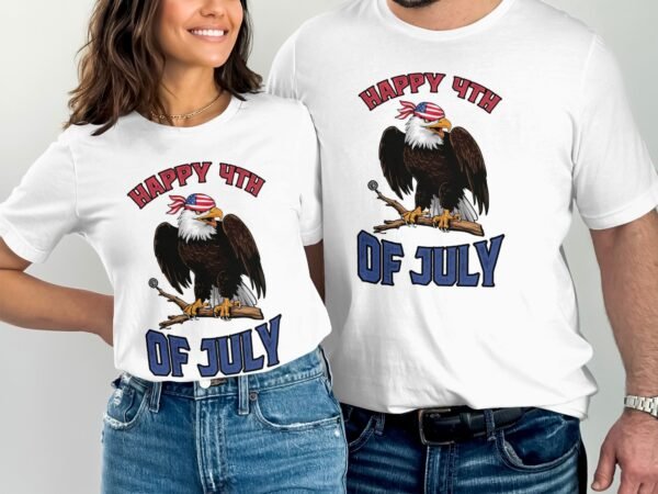 Nationalfeiertag T-Shirt Wappentier Adler USA 4 Juli Outfit Veteran Patrioten Look Freiheit Style Amerika Flaggen Design Weißkopfseeadler - Image 4