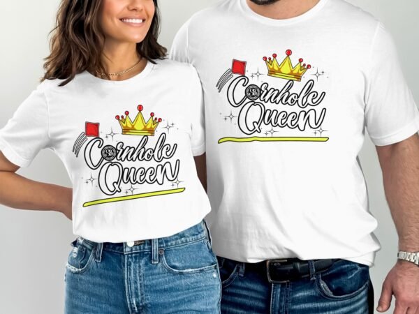 Cornhole Königin Gartenspiel T-Shirt, Camping Freizeitspiel Shirt, Familien Sieger Outfit, Wurfsack Holzbrettspiel Tee, Sommer Outdoor-Spiel - Image 4