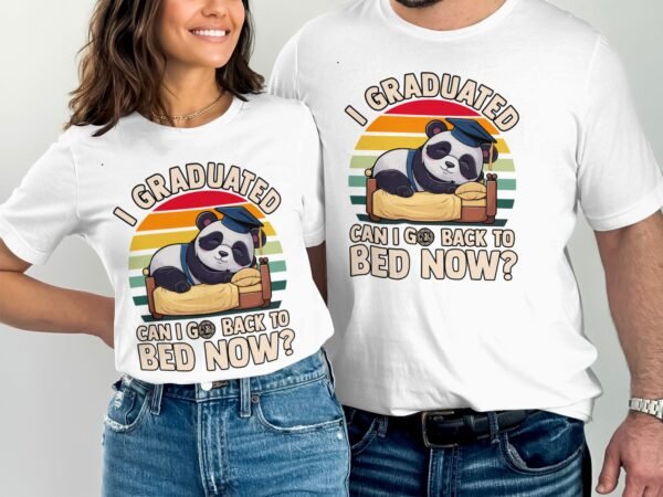 Abschlussgeschenk Panda T-Shirt für Absolventen Müde Abschlussfeier Schulabschluss Shirt Retro Schlafender Panda Bär Studium Bachelor Master - Image 4