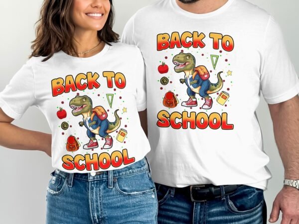 Kita Dino Schulranzen Erster Schultag Sommerferien Schulanfang Tasche Schultüte Abschied Kindergarten Rucksack Bunt Schulbedarf Kinder Shirt - Image 4