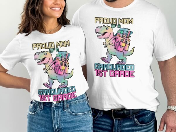 Stolze Mama Abschluss T-Shirt Dinosaurier 1. Klasse Erster Schultag Sommerferien Schulanfang Tasche Schultüte Abschied Kindergarten Rucksack - Image 4