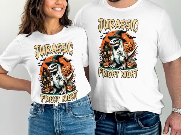 Scary Dinosaur Halloween T-Shirt, Spooky T-Rex Tee, Fun Magic Costume Dino Shirt, Hunter Witch Hour Madness Top, Trick-Or-Treat Night Party - Image 4