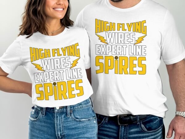 High Flying Wires Expert Line Spires T Shirt, Retro Style Graphic Tee, Unique Gift for Tech Enthusiasts, Geeky Apparel - Image 4