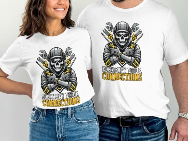 Skull Electrician T-Shirt, Skeleton in Hoodie Holding Tools, Funny Electrician Gift, Bold and Unique Design, Electrician Humor Tee - Image 4