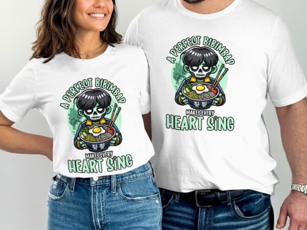 Anime Bibimbap Halloween T-Shirt, Koreanisches Essen Tee, Magisches Kostüm, Ramen MRE Zutaten Shirt, Wahnsinn Bowl Top, Gimbap Party - Image 4