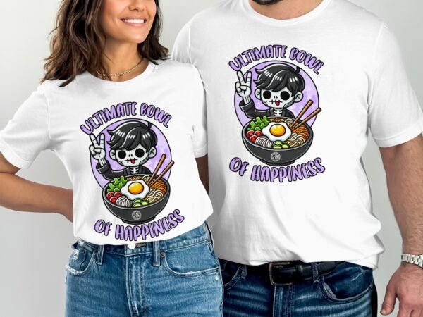 Anime Bibimbap Halloween T-Shirt, Koreanisches Essen Tee, Magisches Kostüm, Ramen MRE Zutaten Shirt, Wahnsinn Bowl Top, Gimbap Party - Image 4