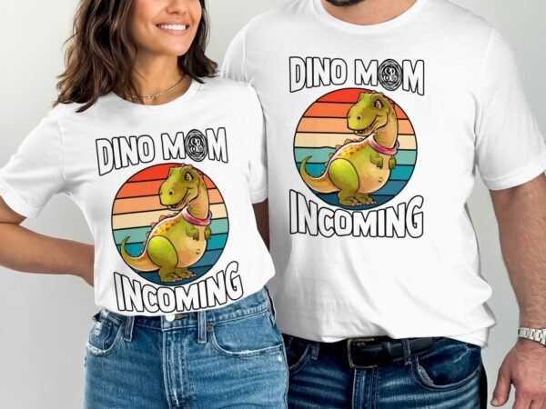 Dino T-Shirt Schwangerschaft Ankündigung Pregasaurus Look Eltern in Erwartung Dino Mom Baby Unterwegs Shirt für Schwangere Eltern - Image 4