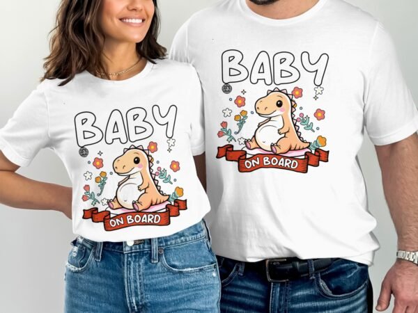 Baby on Board T-Shirt Schwangerschaft Mama Pregasaurus Babybauch Shirt Werdende Eltern Dino Shirt Mutter Vibes Schwangerschaft Familie - Image 4