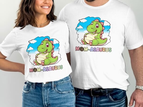 Mama Pregasaurus T-Shirt Werdende Eltern Kleidung Schwangerschaft Shirt Dino Design Babybauch Dinosaurier Cartoon Kleidung Mama Outfit - Image 4
