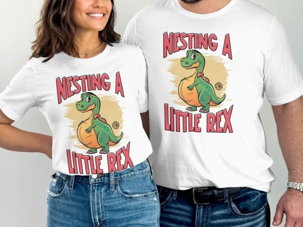 Cartoon Schwangerschaft T-Shirt Pregasaurus Babybauch Shirt Werdende Eltern Dino T-Shirt Muttertagsgeschenk Mama In Spe Outfit Babyparty Tee - Image 4
