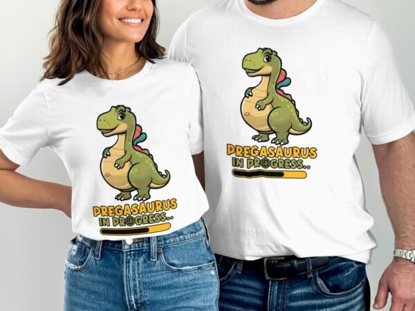 Schwangerschaftsankündigung T-Shirt Dinosaurier Mama Pregasaurus Babybauch T-Shirt Werdende Eltern Dino Shirt Mama Babyparty Kleidung - Image 4