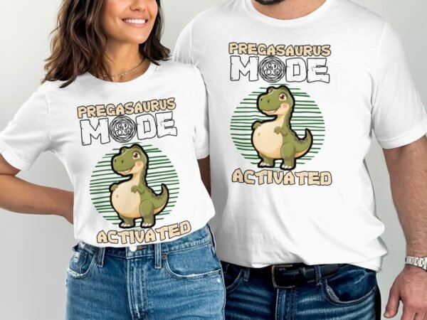 Pregasaurus T-Shirt Werdende Eltern Familienzuwachs Outfit Schwangerschaftsbekleidung Babybauch Mode Dino Mama Shirt Umstandsmode Babyparty - Image 4