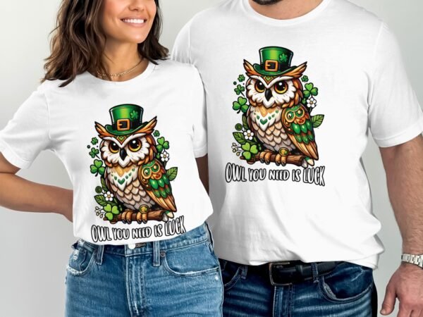 Grüne Eulen Shirt St. Patrick's Day Glück Eule Design Irland Eulen TShirt Irisches Festival St. Patrick's Day Nachteulen Tee - Image 4