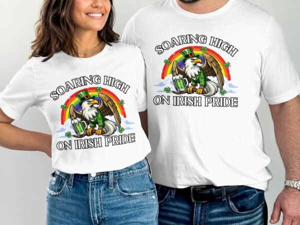 St. Patrick's Day Regenbogen T-Shirt irisches Adler Tee Grünes Bier Amerika Seeadler St. Paddy Festival Shirt Irland Glücksklee - Image 4