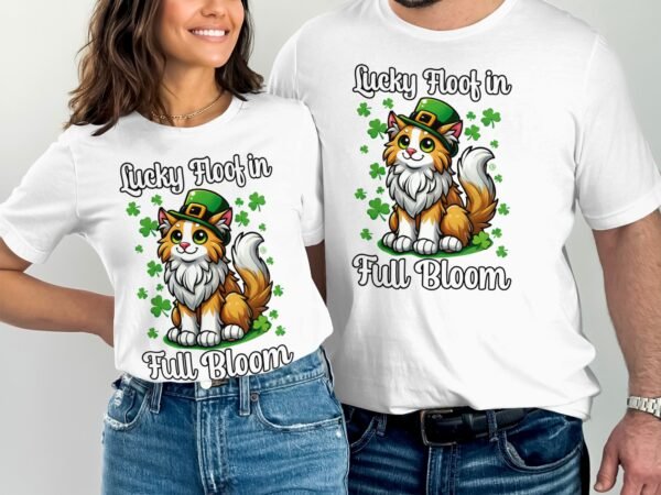 Katzen T-Shirt St. Patricks Day Haustiere Niedliche Glücksbringer Grüne Kleeblätter Kawaii Katzendesign Glück Katzendruck Irisches Fest - Image 4