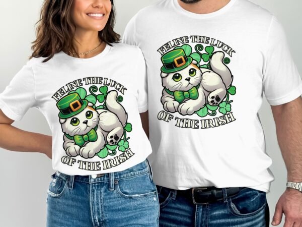 Glück Irland T-Shirt Katzenliebhaber Kleeblatt Stil St Patrick's Day Tee Irland Glückstier Bekleidung Keltische Kleeblätter Shirt Glücksklee - Image 4