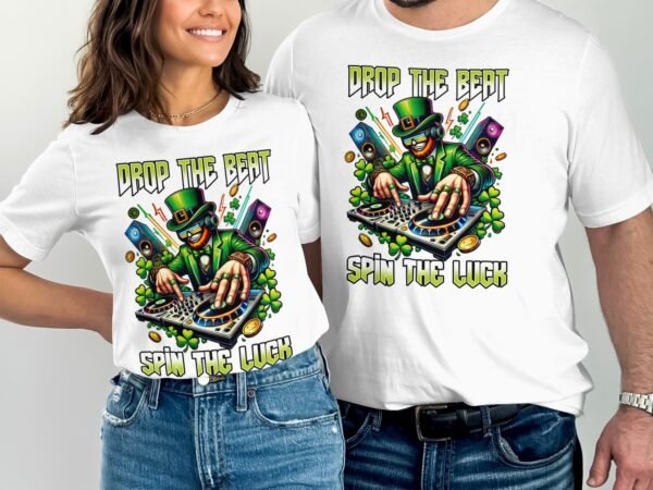 Grüner DJ Kobold T-Shirt Beat Festival St. Paddy Shirt für Musikliebhaber Party Musik Kleeblätter Fan Ginger Glücksbringer Tee St. Patrick - Image 4