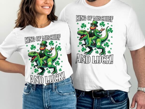 St. Paddy Kleeblatt T-Rex Shirt Irischer Ginger König Von Unfug Und Glück St Patricks Day T Rex Tee Irisches Grünes Dinosaurier Kostüm - Image 4