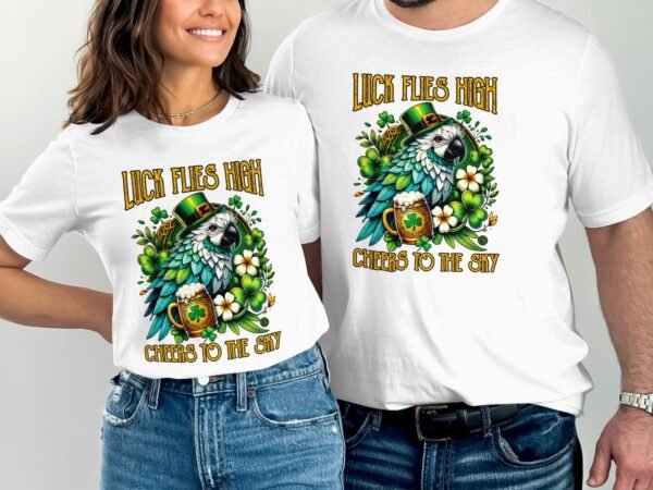 St. Patrick Papagei T-Shirt Glücksvogel Shirt Kleeblatt Design Bierliebhaber Aufdruck Tee Irisches St. Paddy Tee Outfit Blumen Vogel - Image 4