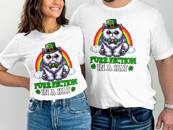 Lustiger St. Patricks Day Katzen T-Shirt, Perfekte Katze in einem Hut, Niedliches St. Patricks Day Tier T-Shirt, Welthundetag Geschenkidee - Image 4