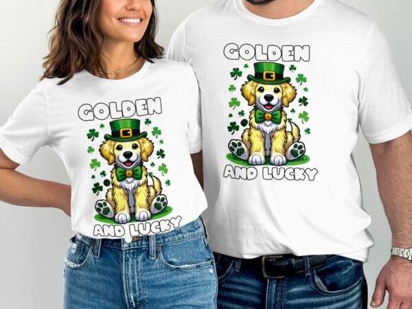 St. Patrick's Day Hund Shirt, Lustiger St. Patrick's Tag Golden Retriever, Golden und Lucky Hundeshirt, Hunde Klee T-Shirt - Image 4