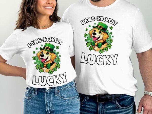 Lustiger Hund St. Patrick's Day Shirt, Paws-itively Lucky, T-Shirts für Tierliebhaber, Glücksklee Hund, Animal Lovers T-Shirt - Image 4