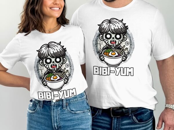 Anime Bibimbap Halloween T-Shirt, Koreanisches Essen Tee, Magisches Kostüm, Ramen MRE Zutaten Shirt, Wahnsinn Bowl Top, Gimbap Party - Image 4