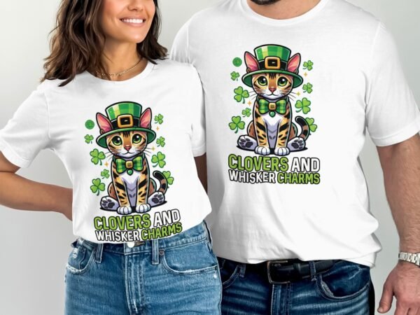 St. Patrick's Day T-Shirt, Katzen T-Shirt, Hunde T-Shirt, lustiges T-Shirt, Klee-Design, Whisker Charms, Herren Damen Shirt - Image 4