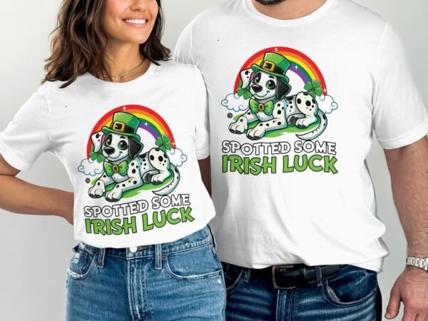 Lustiges Hund T-Shirt, St. Patrick's Day Dalmatiner Shirt, Irischer Glücksbringer, Tierliebhaber Kleeblatt, Buntes Hundemotiv - Image 4