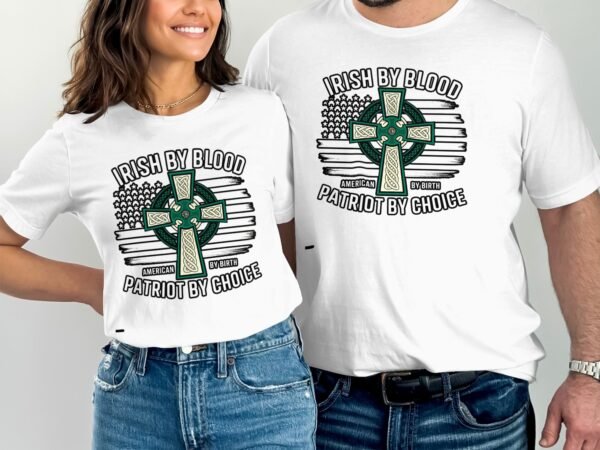 Irisch Durch Blut Patriot Durch Wahl Amerikanisches Geburts Patriot St Patrick's Day Shirt USA Flagge Irisch Keltisches Kreuz T-Shirt - Image 4