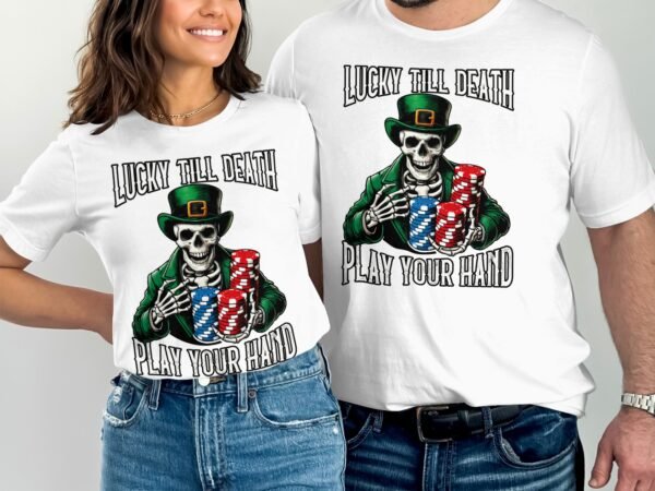 St. Patricks Day Shirt Poker Design, Lustig Shirt Skull mit Karten, Casino Glücksbringer, Poker Chip T-Shirt Herren, Geburtstag Überraschen - Image 4