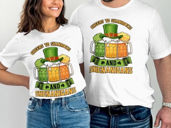 Cheers to Shamrocks and Shenanigans T-Shirt, Lustiges Party-Shirt, St. Patrick's Day, Irisches Bierhemd, Irland Feiertag - Image 4