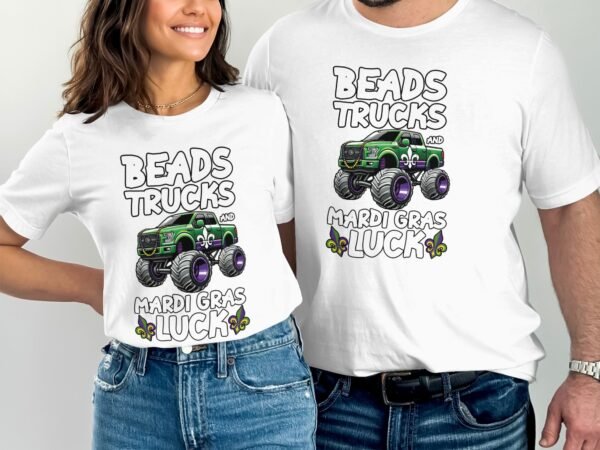 Lustige St. Patrick's Day T-Shirt, Mardi Gras und St. Patrick's Day, Beads Trucks Mardi Gras Luck T-Shirt, perfekte Party Kleidung - Image 4