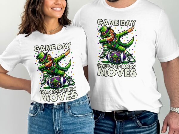 Game Day Shirt Gold and Lucky Moves Dab Dance Funny Graphic Tee, Sport Fan TShirt, Trendy Sports Apparel, Cool Game Day T Shirt - Image 4