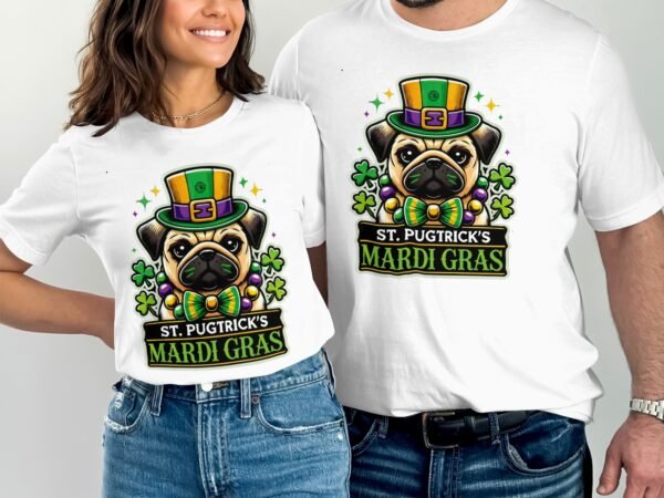 Lustiges St. Patricks Day Shirt, Mardi Gras und St. Patricks Day Design, Pugtricks Festival T-Shirt, Party Tee, festliches Shirt - Image 4