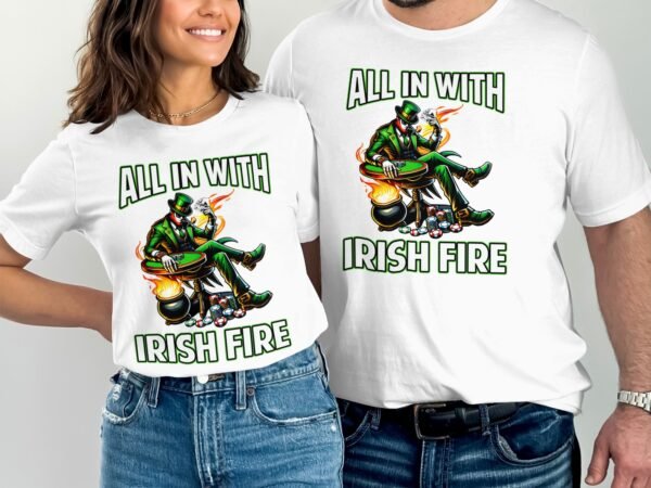 St. Patricks Day Poker T-Shirt, Irisches Feuer All In, Casino Spielkarten Tee, Poker Nacht Oberteil, Glücksspiel St. Patrick TShirt - Image 4