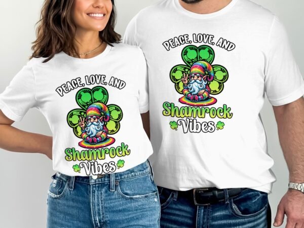 Irischer Zwerg T-Shirt, Frieden Liebe und Kleeblatt Vibes, Lustige St Patrick's Day Kleidung, Geschenk für Irland Fans - Image 4