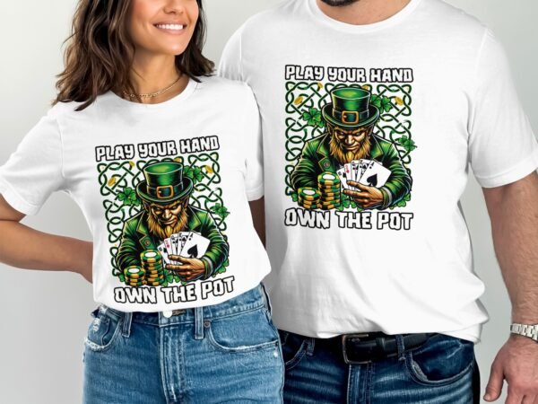 St. Patricks Day T Shirt, Poker Casino Shirt, Irish Leprechaun Playing Cards, Luck of the Irish Tee, Poker Gift for Him - Image 4