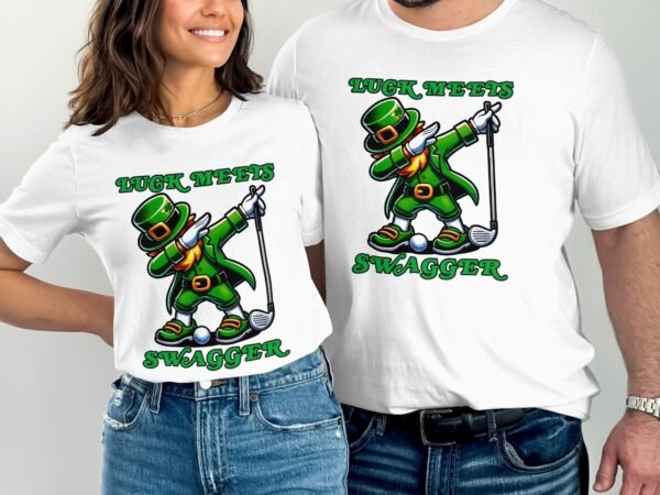 St. Patricks Day Golf T-Shirt, Lustiger Leprechaun Dab, Glück trifft Swagger, Golfspieler Geschenk, Irisches Golfen Shirt, Feiertag - Image 3