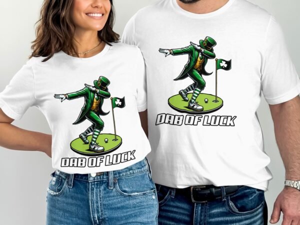 Lustiges St. Patricks Day Golf T-Shirt, Dab of Luck Design, Geschenkidee für Golfer, Dabbin Leprechaun, Ei Golfliebhaber - Image 3