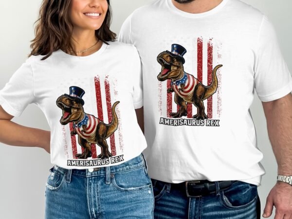 Amerisaurus Rex T-Shirts USA Flagge Dino Shirts 4. Juli Patrioten Dinosaurier Shirts T-Rex Shirts Lustiger Merica Dino Freiheit Demokratie - Image 4