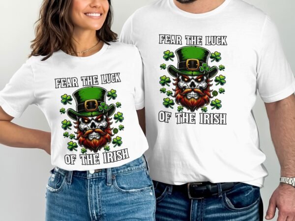 Gruseliges Schädel T-Shirt, Irischer Schädel mit Kleeblättern, St Patricks Day Shirt, Irische Mode, Gruseliges Irisches Design - Image 3