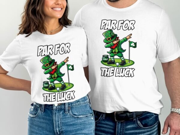 St. Patricks Day Golf Shirt, Par For The Luck, Golf and Leprechaun Graphic Tee, Funny Golfer Shirt, Irish Golf Game T-Shirt - Image 3