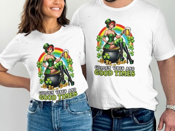 St Patricks Day Shirt Golden Vibes and Good Times Shirt Irish Drinking Shirt Shamrock Shirt Irish Holiday Shirt Beer Lover Shirt - Image 3