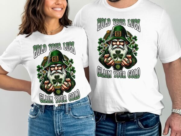Lustiges Kleeblatt T-Shirt, Irischer Kobold Print, Holen Sie sich Ihr Gold Statement, St Patricks Day, Glücksbringer T-Shirt - Image 3