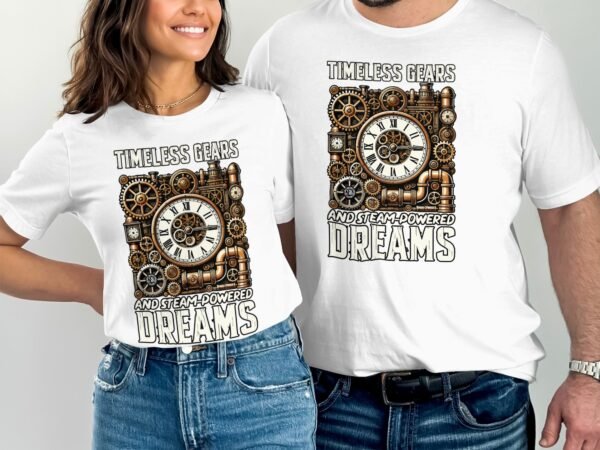 Vintage Futuristisches Steampunk T-Shirt, Retro Fantasiewelt Kostüm, Retro Dampfantrieb Shirt, Industriell Viktorianisches Top, Zahnrad Tee - Image 4