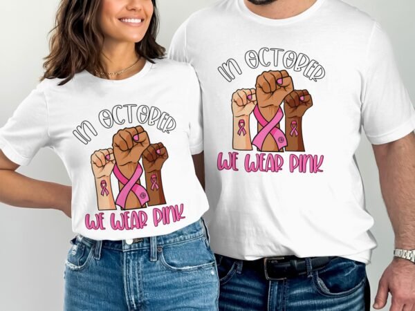 Kampf Stärke Hoffnung Brustkrebs Bewusstsein T-Shirt, Vorsorgeuntersuchung Gesundheit Tee, Hilfe Symbol der Solidarität Pinke Schleife Top - Image 4