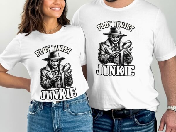 Buch Junkie True Crime T-Shirt, Mystische Horror Geschichten für Krimi Fans Tee, Rätsel Verdächtiger Detektiv Top, Joker Ermittlungen Shirt - Image 4